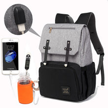 Load image into Gallery viewer, Baby Diaper Bag with USB Port Waterproof Nappy Backpack Maternity Bags With Rechargeable Bottle Holder