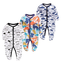 Load image into Gallery viewer, 3pcs Baby Girl Boy Clothes Footed Rompers Comfortable Newborn Pajamas Cartoon Printed