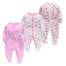 Load image into Gallery viewer, 3pcs Baby Girl Boy Clothes Footed Rompers Comfortable Newborn Pajamas Cartoon Printed