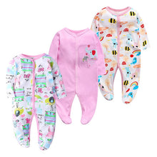 Load image into Gallery viewer, 3pcs Baby Girl Boy Clothes Footed Rompers Comfortable Newborn Pajamas Cartoon Printed