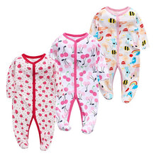 Load image into Gallery viewer, 3pcs Baby Girl Boy Clothes Footed Rompers Comfortable Newborn Pajamas Cartoon Printed