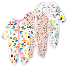 Load image into Gallery viewer, 3pcs Baby Girl Boy Clothes Footed Rompers Comfortable Newborn Pajamas Cartoon Printed