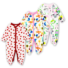 Load image into Gallery viewer, 3pcs Baby Girl Boy Clothes Footed Rompers Comfortable Newborn Pajamas Cartoon Printed