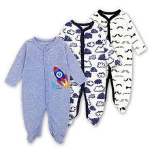 Load image into Gallery viewer, 3pcs Baby Girl Boy Clothes Footed Rompers Comfortable Newborn Pajamas Cartoon Printed