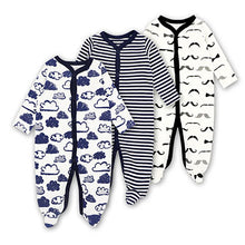 Load image into Gallery viewer, 3pcs Baby Girl Boy Clothes Footed Rompers Comfortable Newborn Pajamas Cartoon Printed