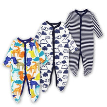 Load image into Gallery viewer, 3pcs Baby Girl Boy Clothes Footed Rompers Comfortable Newborn Pajamas Cartoon Printed