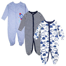 Load image into Gallery viewer, 3pcs Baby Girl Boy Clothes Footed Rompers Comfortable Newborn Pajamas Cartoon Printed