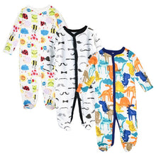 Load image into Gallery viewer, 3pcs Baby Girl Boy Clothes Footed Rompers Comfortable Newborn Pajamas Cartoon Printed