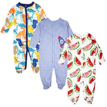Load image into Gallery viewer, 3pcs Baby Girl Boy Clothes Footed Rompers Comfortable Newborn Pajamas Cartoon Printed