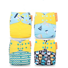 Load image into Gallery viewer, 4pieces Washable Cloth Diaper Adjustable Nappy Reusable