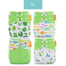 Load image into Gallery viewer, 4pieces Washable Cloth Diaper Adjustable Nappy Reusable