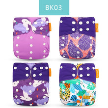 Load image into Gallery viewer, 4pieces Washable Cloth Diaper Adjustable Nappy Reusable