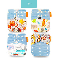 Load image into Gallery viewer, 4pieces Washable Cloth Diaper Adjustable Nappy Reusable