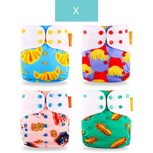 Load image into Gallery viewer, 4pieces Washable Cloth Diaper Adjustable Nappy Reusable