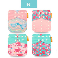 Load image into Gallery viewer, 4pieces Washable Cloth Diaper Adjustable Nappy Reusable