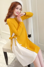 Load image into Gallery viewer, Maternity Clothes Autumn Long Sleeve Cotton Pregnancy Dress Black and Yellow