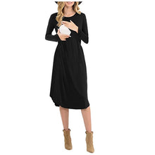 Load image into Gallery viewer, Pregnancy Nursing Maternity Dress Soft Cotton Winter Long Sleeve