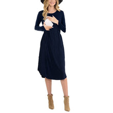 Load image into Gallery viewer, Pregnancy Nursing Maternity Dress Soft Cotton Winter Long Sleeve