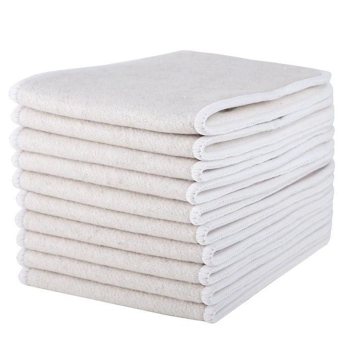 10pcs Hemp & Organic Cotton Inserts 4 Layers Reusable For Baby Cloth Diaper